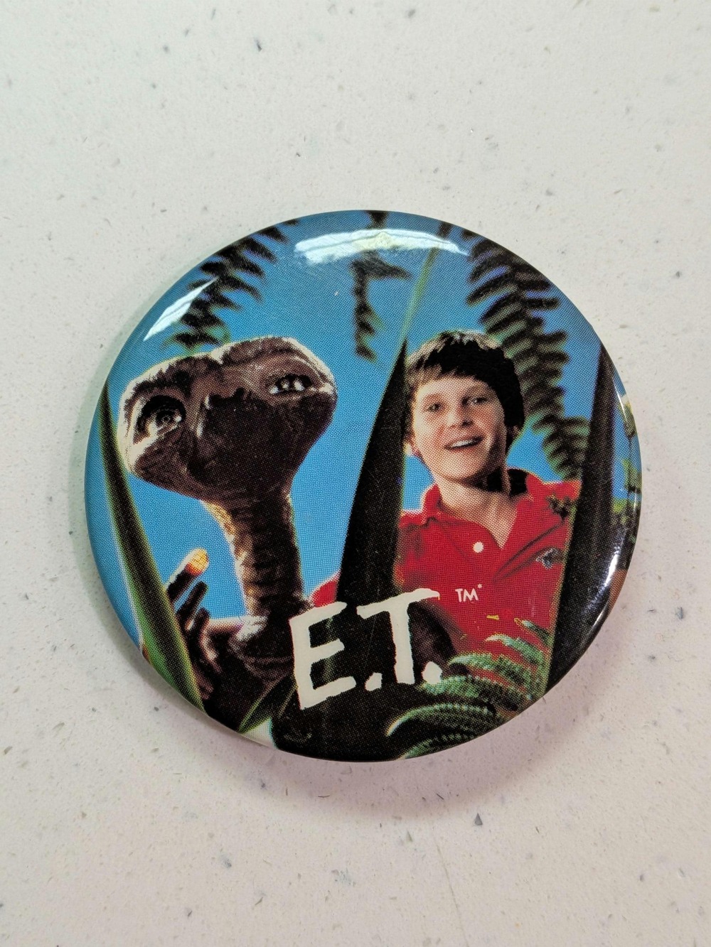 Vintage E.T. The Extra-Terrestrial Movie Pinback Button Blue Promo Badge